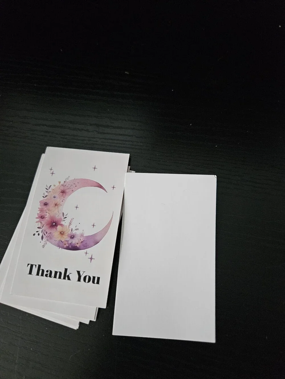 Thank You Cards with Pink & Purple Floral Crescent Moon